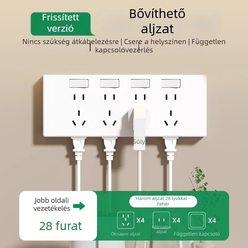 86-os típusú falra szerelhető multifunkcionális bővítőkonnektor konverterrel és több aljzattal