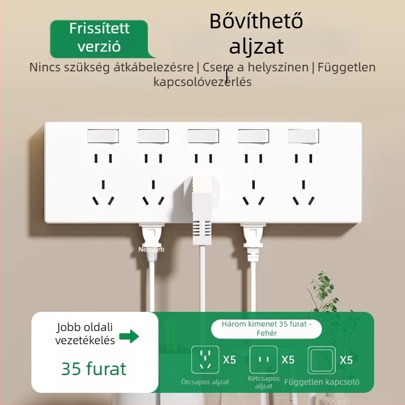86-os típusú falra szerelhető multifunkcionális bővítőkonnektor konverterrel és több aljzattal