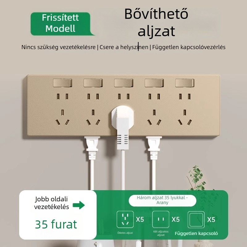 86-os típusú falra szerelhető multifunkcionális bővítőkonnektor konverterrel és több aljzattal