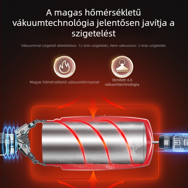 304 rozsdamentes acél termoszigetelt ebédes doboz, kerek formájú, diákoknak és irodai dolgozóknak, élelmiszerbiztonsági minőségű