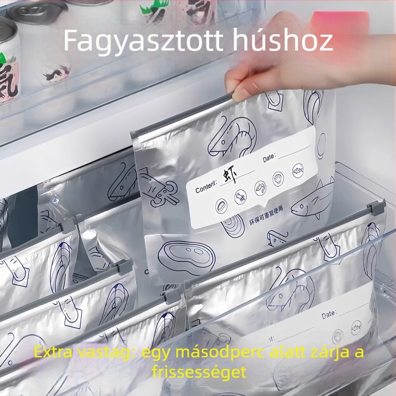 Alumíniumfóliás élelmiszer-tároló zacskók, otthoni használatra, visszazárható cipzár típusú csúszózár, antibakteriális