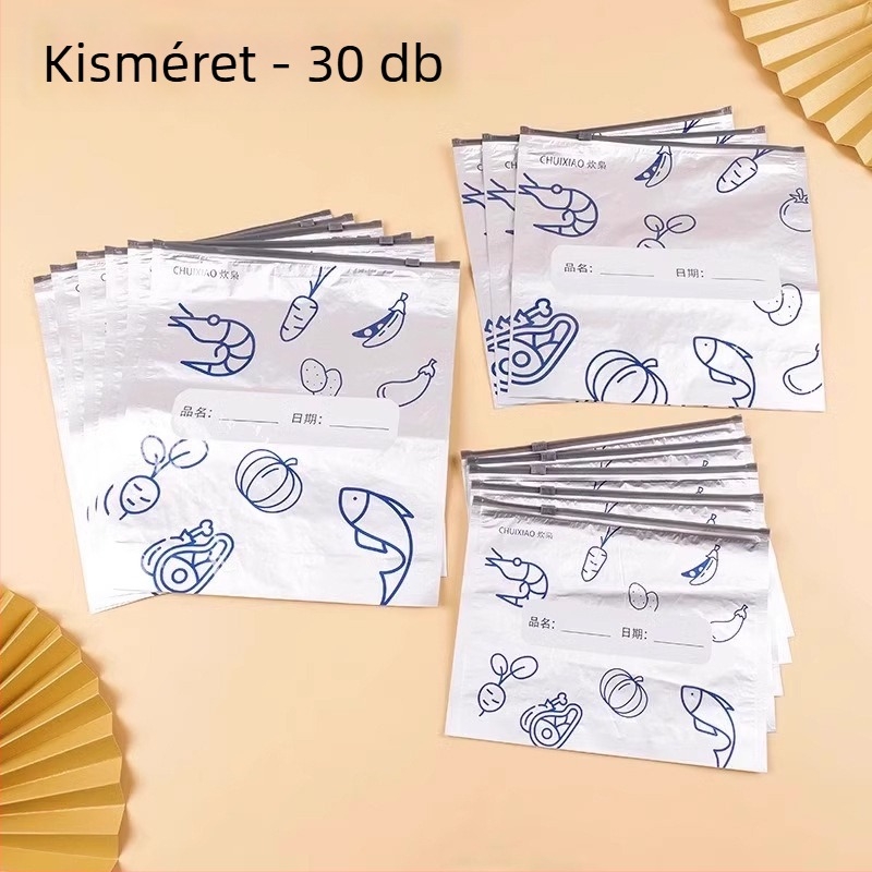 Alumíniumfóliás élelmiszer-tároló zacskók, otthoni használatra, visszazárható cipzár típusú csúszózár, antibakteriális