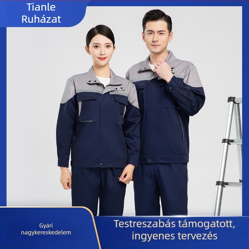 Hosszú ujjú munkaruha-készlet autójavításhoz, hegesztéshez, építéshez és bányászathoz, háromdimenziós zsebekkel és reflexsávokkal