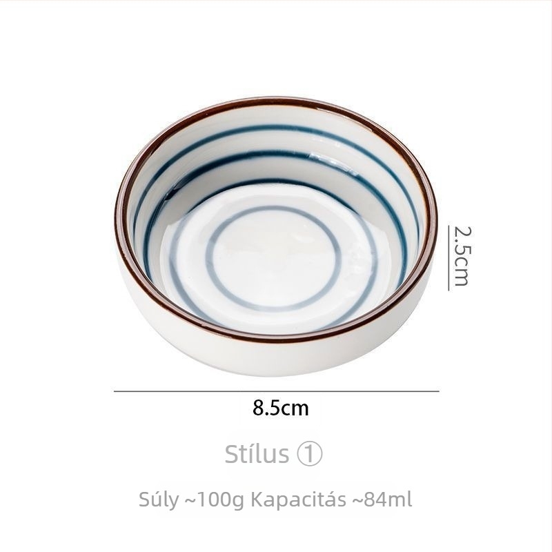 Kreatív kézzel festett kerámiás szósztál, kis tál a mártásokhoz, japán stílusú.