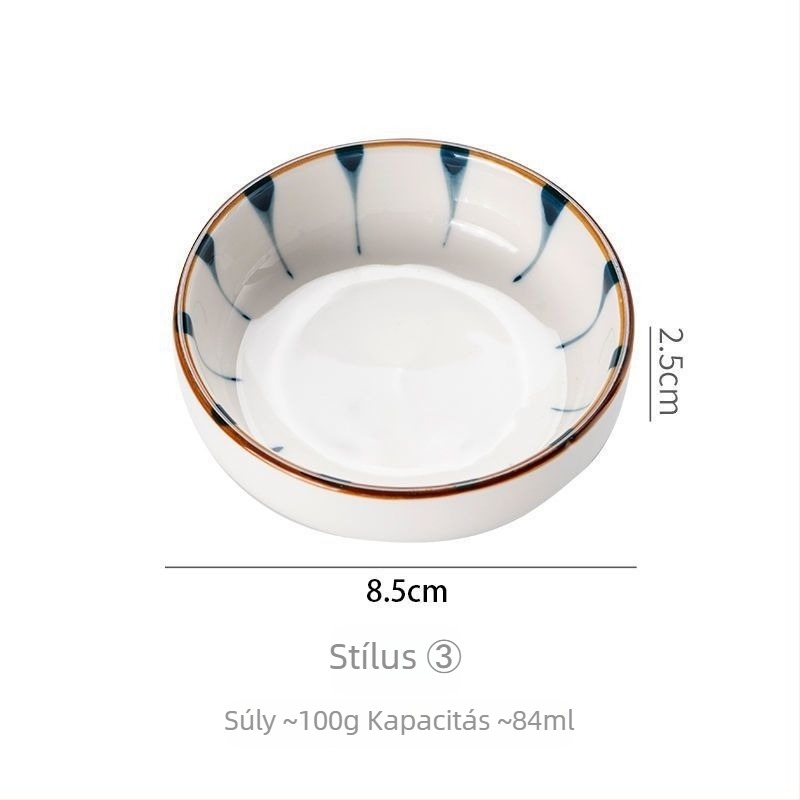 Kreatív kézzel festett kerámiás szósztál, kis tál a mártásokhoz, japán stílusú.