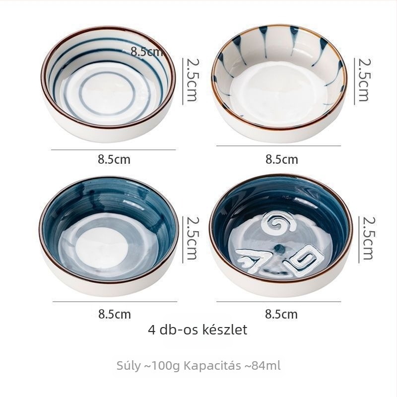 Kreatív kézzel festett kerámiás szósztál, kis tál a mártásokhoz, japán stílusú.