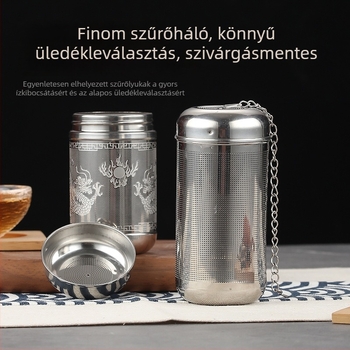 304 rozsdamentes acél teáskanna beépített szűrővel és infúzorral, szigetelt termosz pohár