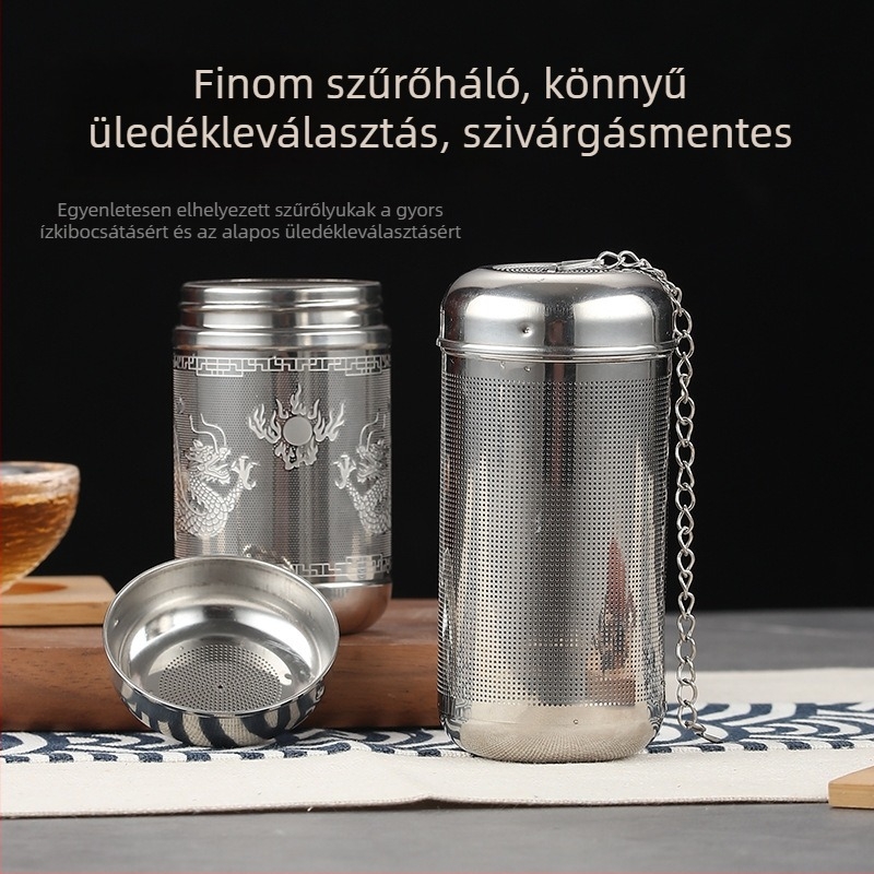304 rozsdamentes acél teáskanna beépített szűrővel és infúzorral, szigetelt termosz pohár
