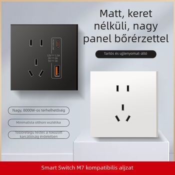 86-típusú matt felületű kapcsoló- és aljzat, rejtett szereléshez, intelligens kompatibilitással, 1-ágú, 5 lyukas aljzat, klíma panel 16A