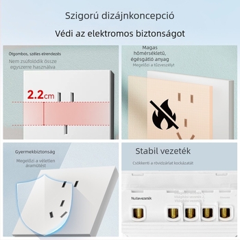 86-típusú matt felületű kapcsoló- és aljzat, rejtett szereléshez, intelligens kompatibilitással, 1-ágú, 5 lyukas aljzat, klíma panel 16A