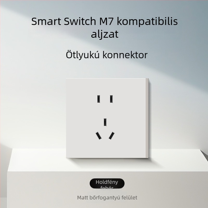 86-típusú matt felületű kapcsoló- és aljzat, rejtett szereléshez, intelligens kompatibilitással, 1-ágú, 5 lyukas aljzat, klíma panel 16A