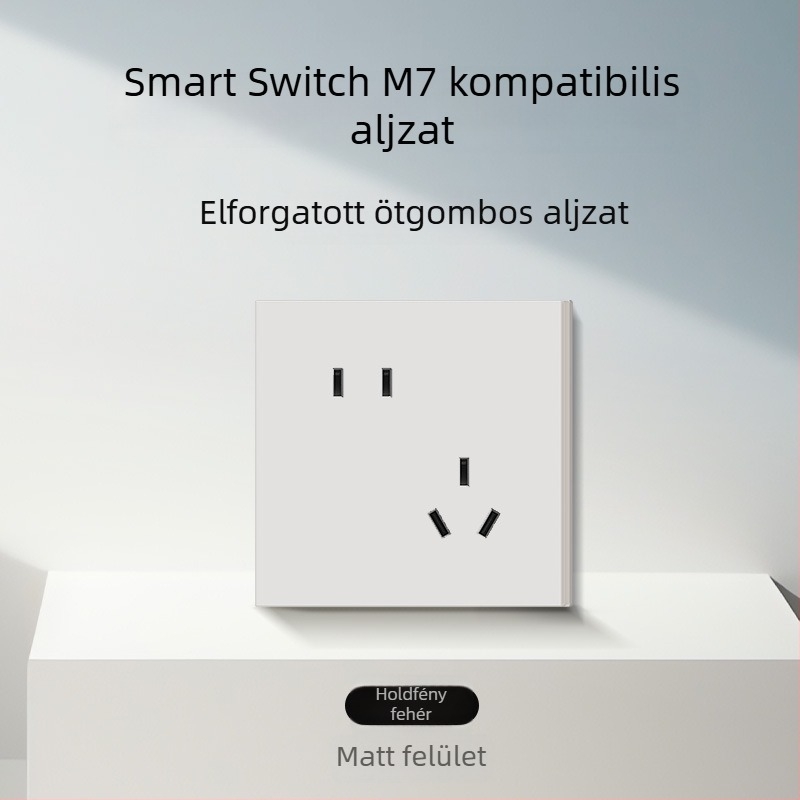 86-típusú matt felületű kapcsoló- és aljzat, rejtett szereléshez, intelligens kompatibilitással, 1-ágú, 5 lyukas aljzat, klíma panel 16A
