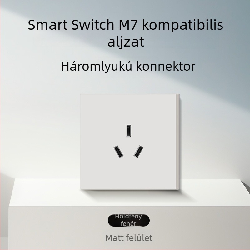 86-típusú matt felületű kapcsoló- és aljzat, rejtett szereléshez, intelligens kompatibilitással, 1-ágú, 5 lyukas aljzat, klíma panel 16A