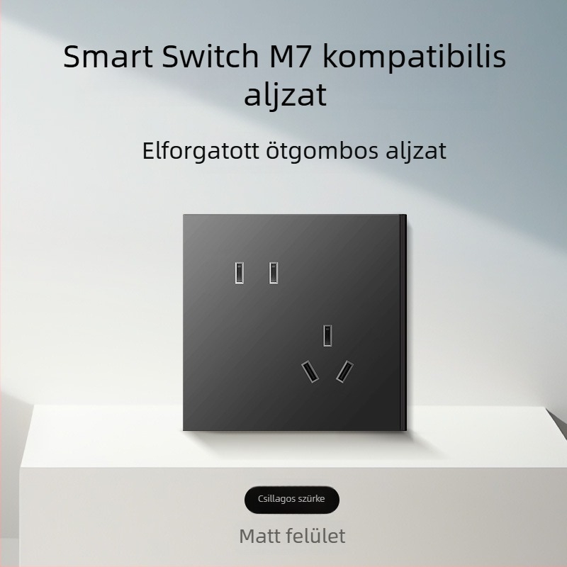 86-típusú matt felületű kapcsoló- és aljzat, rejtett szereléshez, intelligens kompatibilitással, 1-ágú, 5 lyukas aljzat, klíma panel 16A