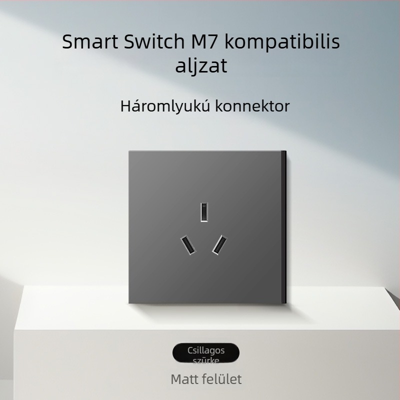 86-típusú matt felületű kapcsoló- és aljzat, rejtett szereléshez, intelligens kompatibilitással, 1-ágú, 5 lyukas aljzat, klíma panel 16A