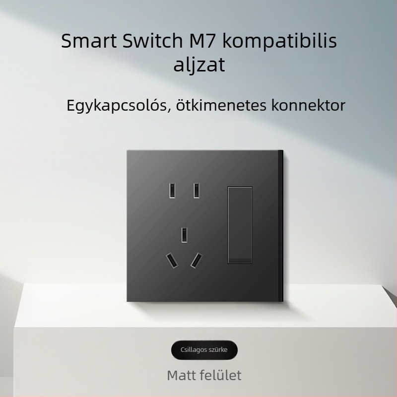 86-típusú matt felületű kapcsoló- és aljzat, rejtett szereléshez, intelligens kompatibilitással, 1-ágú, 5 lyukas aljzat, klíma panel 16A
