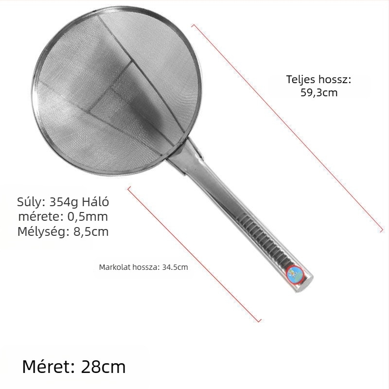 Nagylyukú rozsdamentes acél szűrő ultrafinom hálóval konyhai használatra