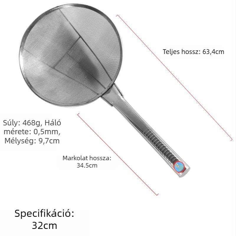 Nagylyukú rozsdamentes acél szűrő ultrafinom hálóval konyhai használatra