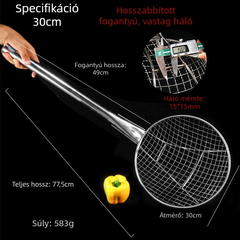 Nagylyukú rozsdamentes acél szűrő ultrafinom hálóval konyhai használatra