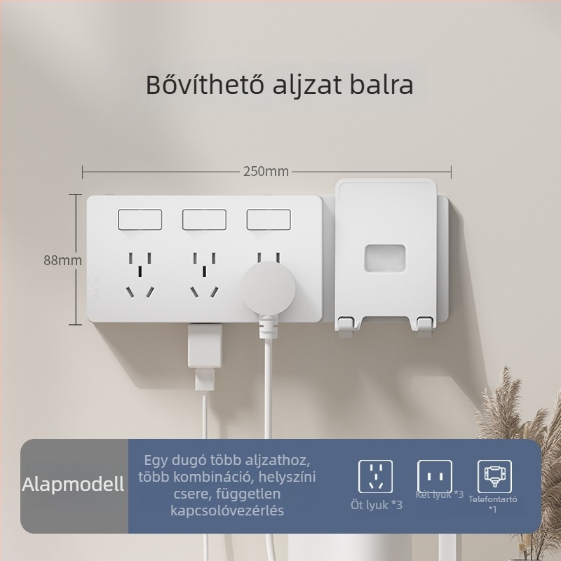 86-típusú bővíthető aljzat több kimenettel – konyhai, többfunkciós konverter intelligens alacsony feszültségvédelmével