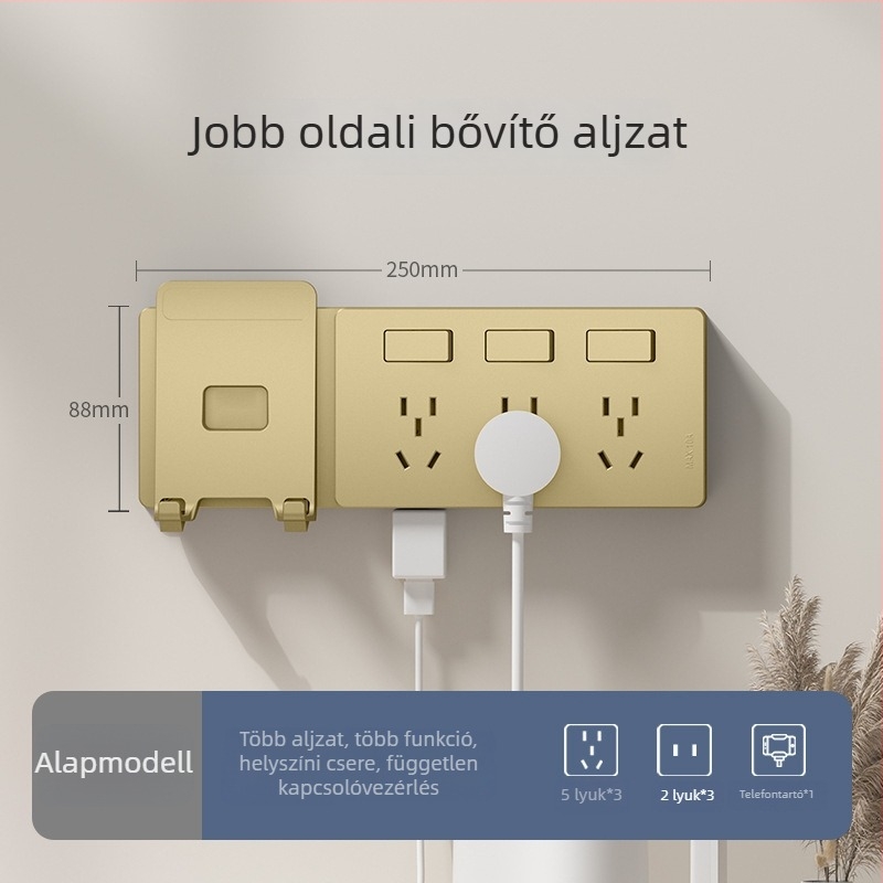 86-típusú bővíthető aljzat több kimenettel – konyhai, többfunkciós konverter intelligens alacsony feszültségvédelmével