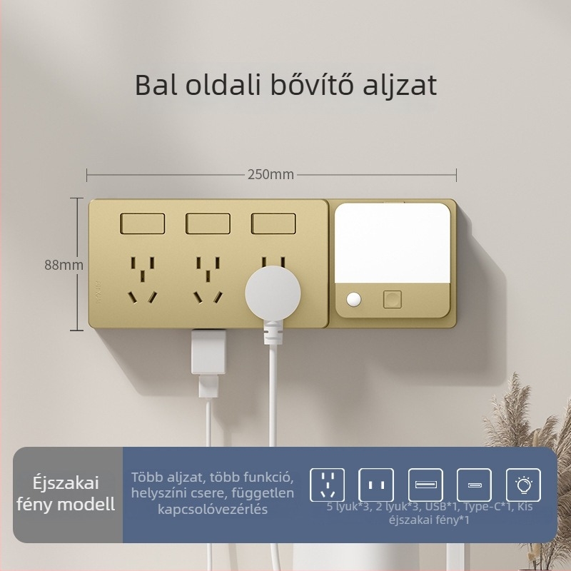 86-típusú bővíthető aljzat több kimenettel – konyhai, többfunkciós konverter intelligens alacsony feszültségvédelmével