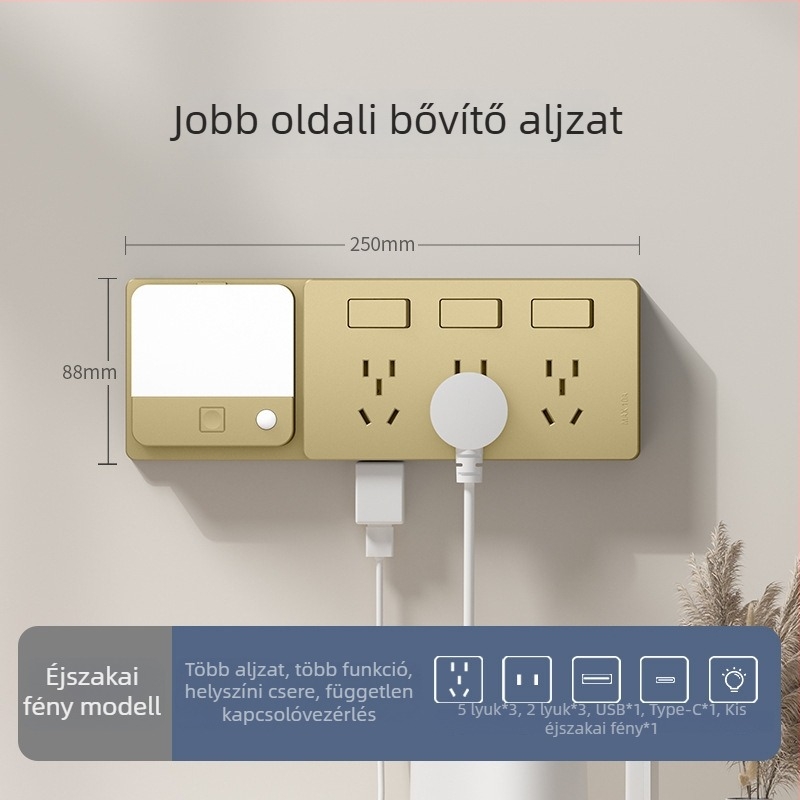 86-típusú bővíthető aljzat több kimenettel – konyhai, többfunkciós konverter intelligens alacsony feszültségvédelmével