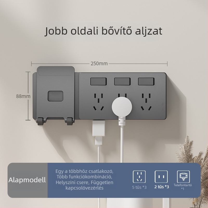 86-típusú bővíthető aljzat több kimenettel – konyhai, többfunkciós konverter intelligens alacsony feszültségvédelmével