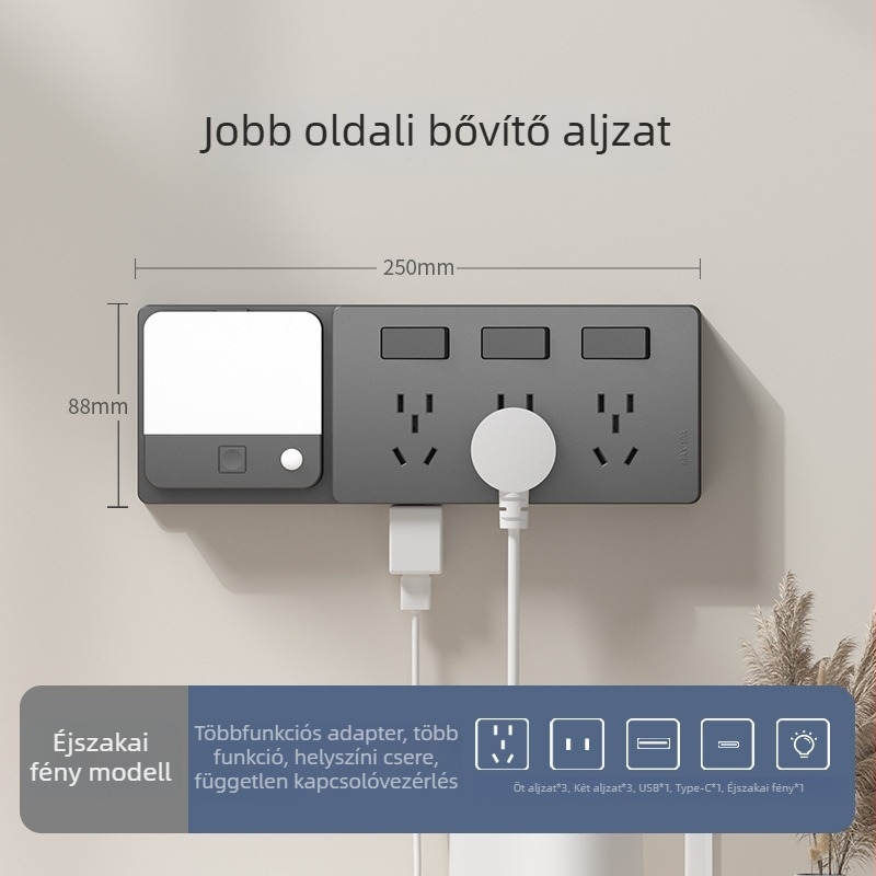 86-típusú bővíthető aljzat több kimenettel – konyhai, többfunkciós konverter intelligens alacsony feszültségvédelmével