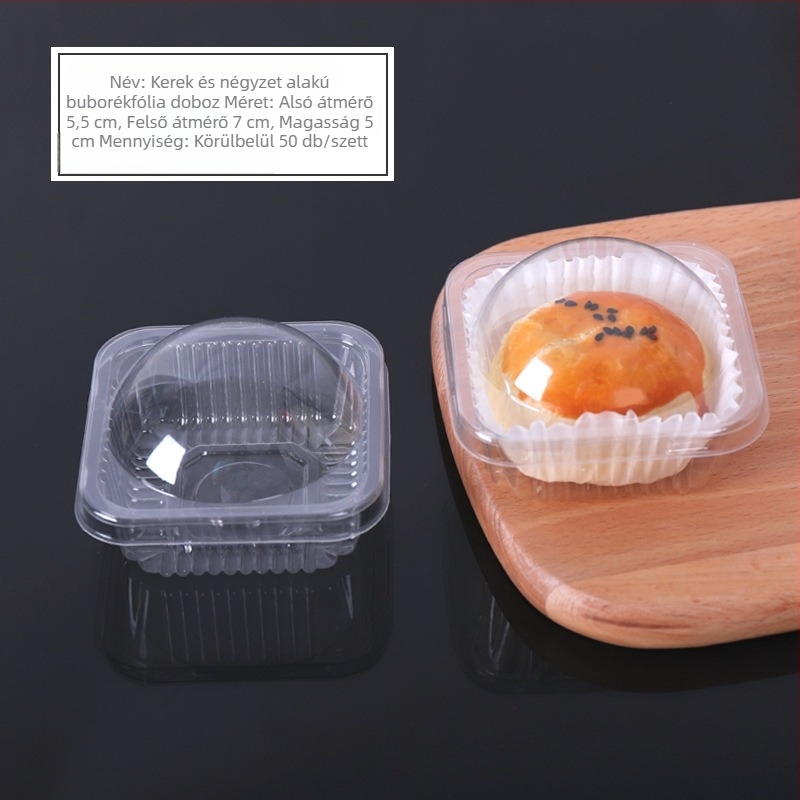 Kerek, átlátszó blister doboz Mooncake tojássárgája tölteléssel