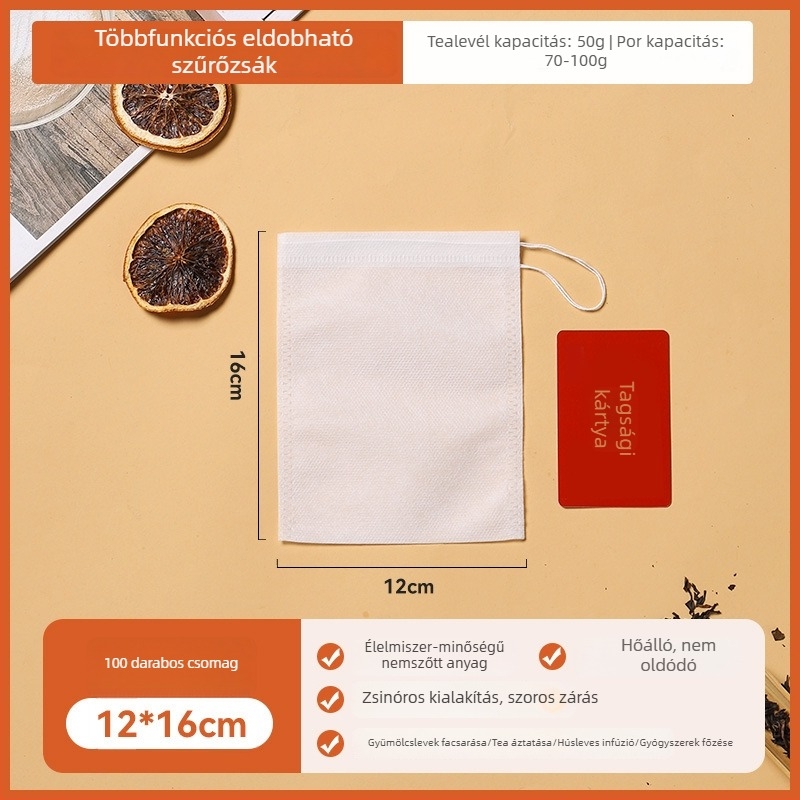 Egyszer használható, nem szőtt teafilter – szűrőtasak tea, levesek és gyógytea főzetek készítéséhez