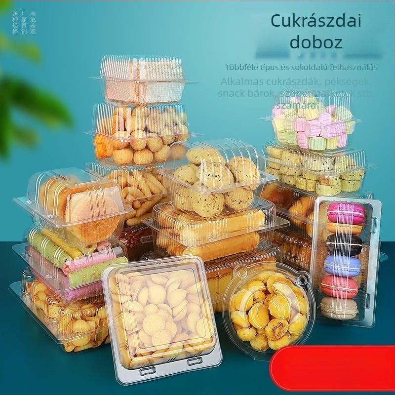 Áttetsző bliszteres műanyag torta csomagoló doboz, lezárás a frissesség megőrzéséhez — ajándékdoboz