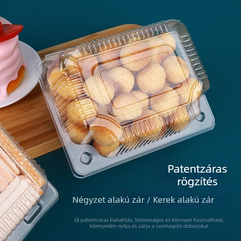 Áttetsző bliszteres műanyag torta csomagoló doboz, lezárás a frissesség megőrzéséhez — ajándékdoboz