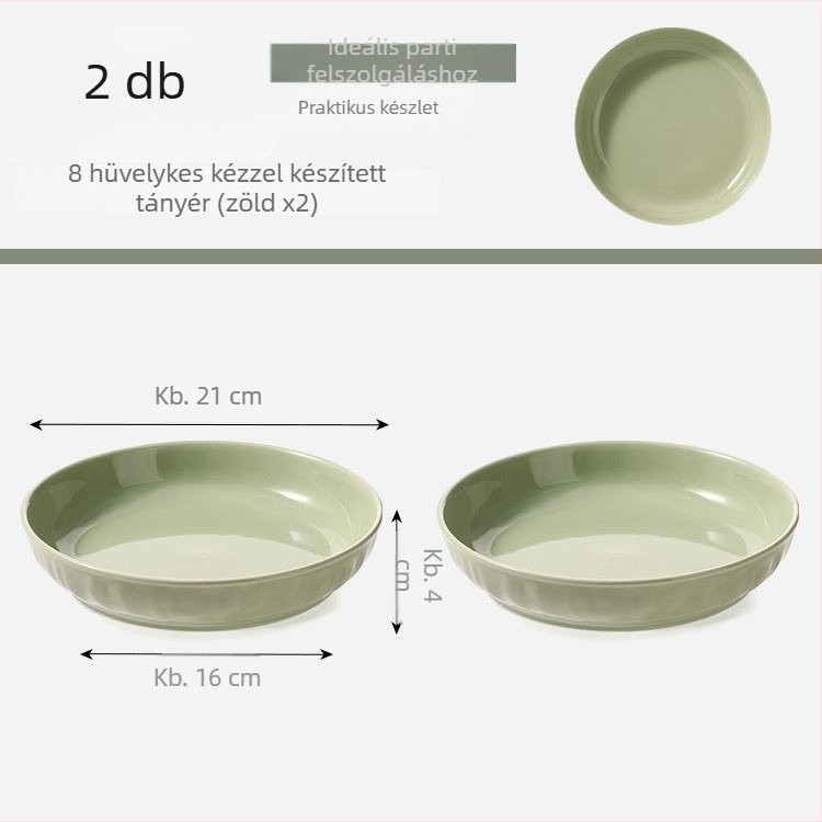 Krémszínű kerámia kör alakú mély tányér, 7 hüvelykes