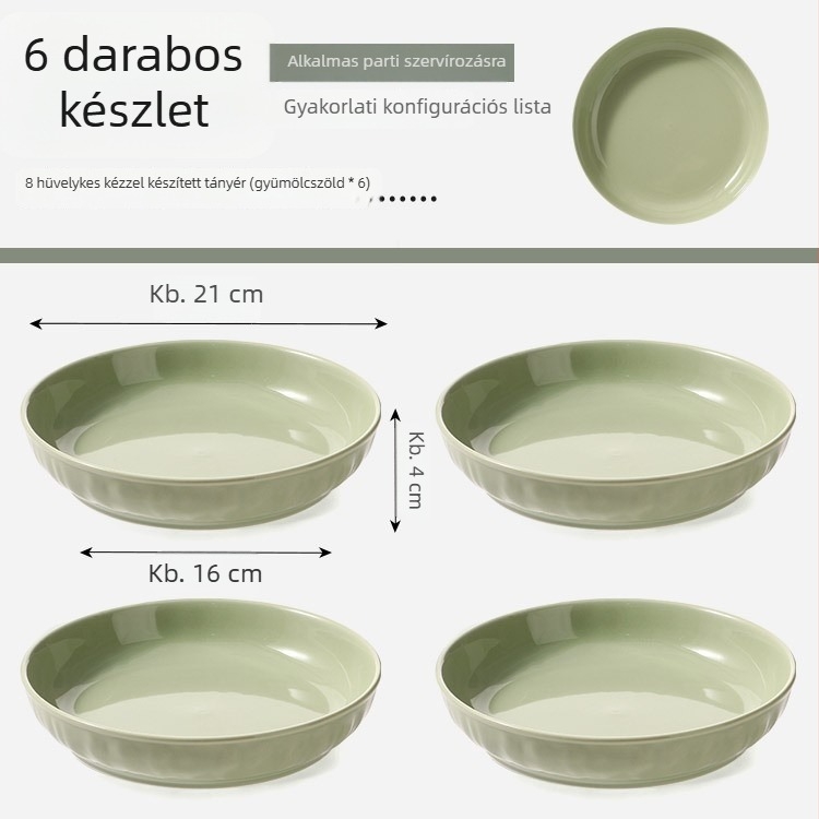 Krémszínű kerámia kör alakú mély tányér, 7 hüvelykes