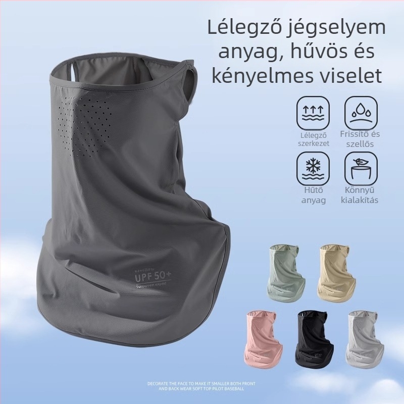 Női teljes arcfedő UV-védelmi maszk, nyáron lélegző ice silk anyagból, vezetéshez és kerékpárhoz, nyakvédő