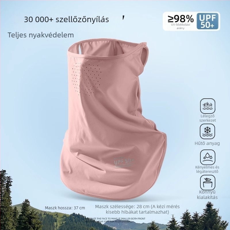 Női teljes arcfedő UV-védelmi maszk, nyáron lélegző ice silk anyagból, vezetéshez és kerékpárhoz, nyakvédő