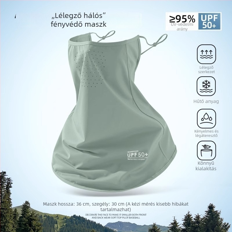 Női teljes arcfedő UV-védelmi maszk, nyáron lélegző ice silk anyagból, vezetéshez és kerékpárhoz, nyakvédő