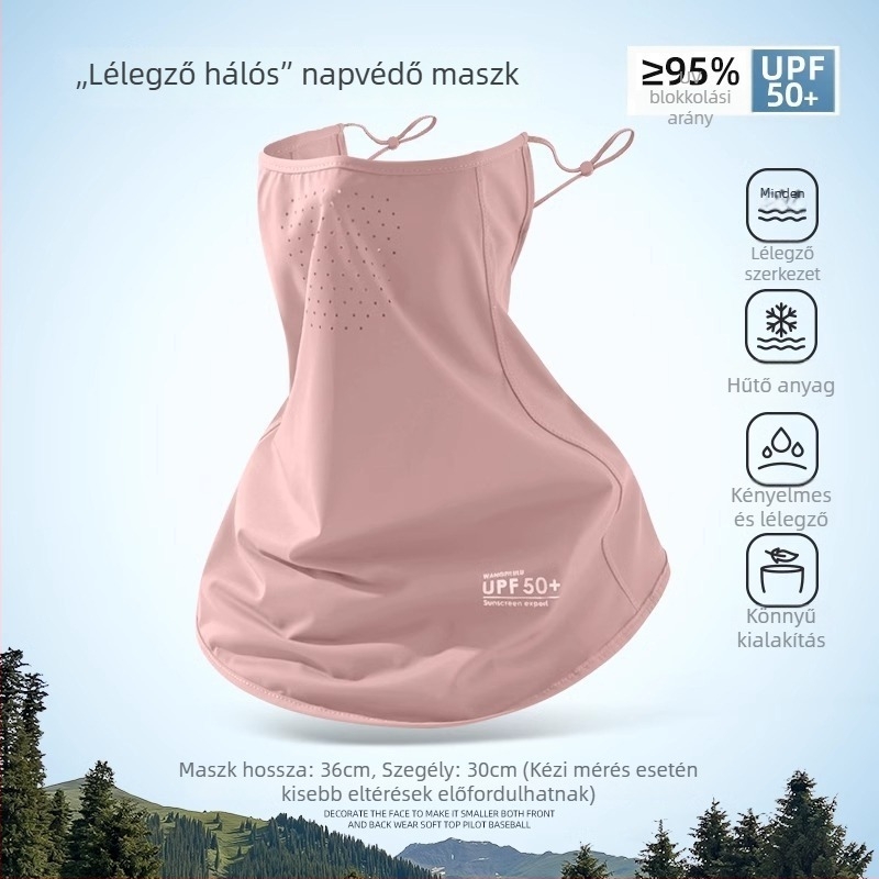 Női teljes arcfedő UV-védelmi maszk, nyáron lélegző ice silk anyagból, vezetéshez és kerékpárhoz, nyakvédő