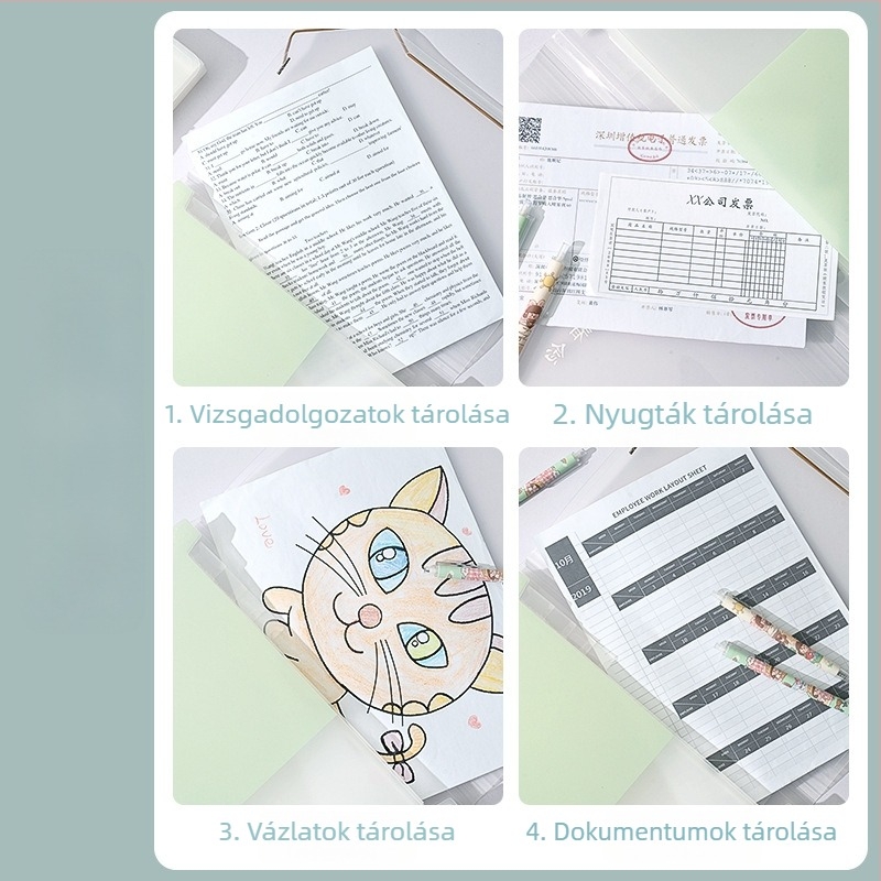 Akkordeon típusú irattartó számlák, ÁFA-számlák, bizonylatok, készpénz és csekkek számára