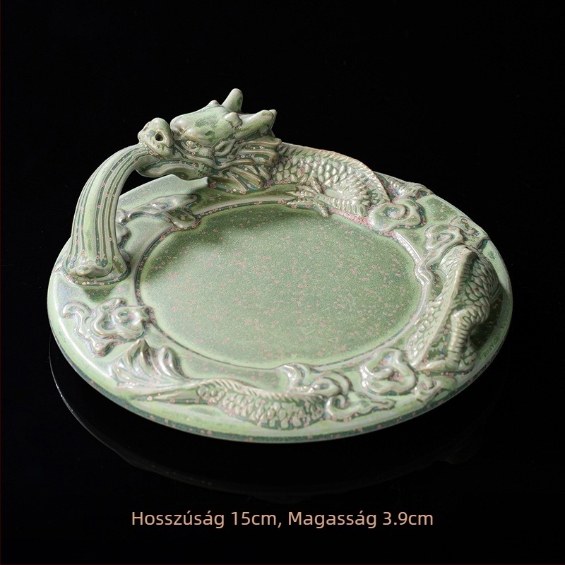 Sárkány és Főnix reliefes teáscsésze – kézzel készült porcelán, ajándék készlet gazdának és vendégnek