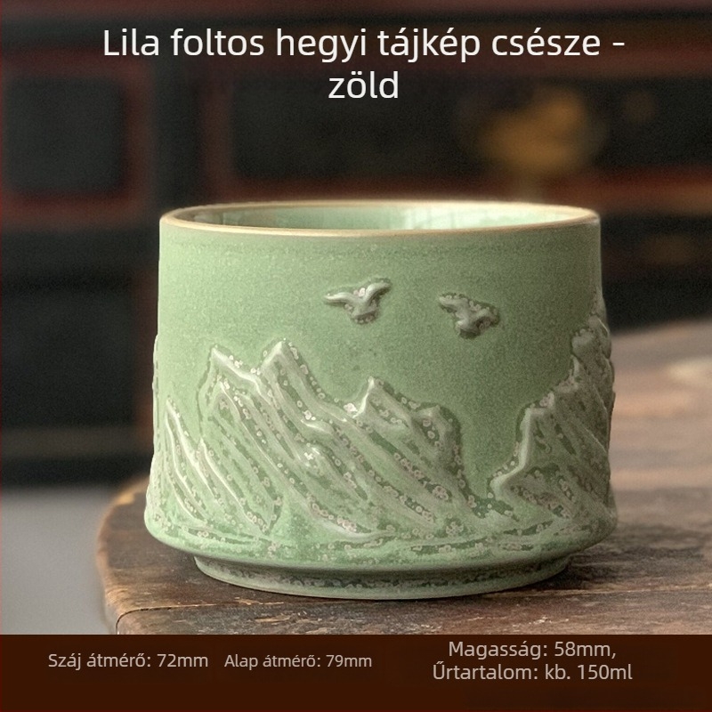 Sárkány és Főnix reliefes teáscsésze – kézzel készült porcelán, ajándék készlet gazdának és vendégnek