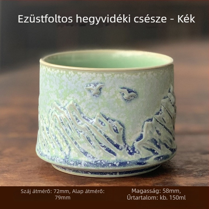 Sárkány és Főnix reliefes teáscsésze – kézzel készült porcelán, ajándék készlet gazdának és vendégnek