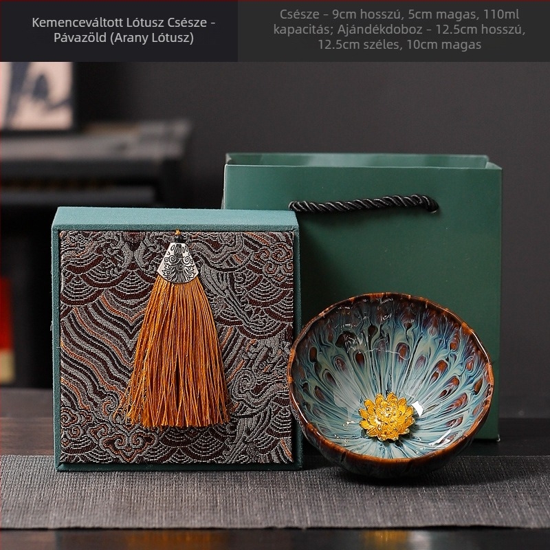 Porcelán Kung-Fu teáscsésze lótusz mintával, fogazott peremmel – személyes használatra, kínai stílusú, magas minőségű