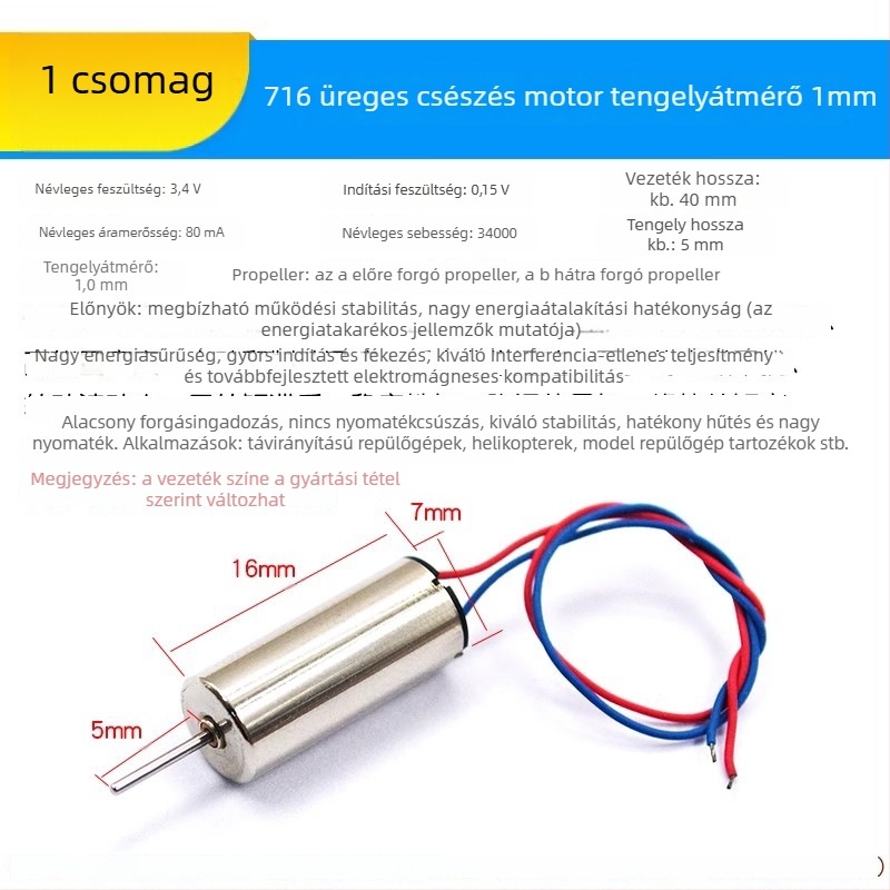 716 üreges poharas brushless motor 720 quadrocopterekhez és 8520 drónokhoz – mikro, nagy sebességű motor