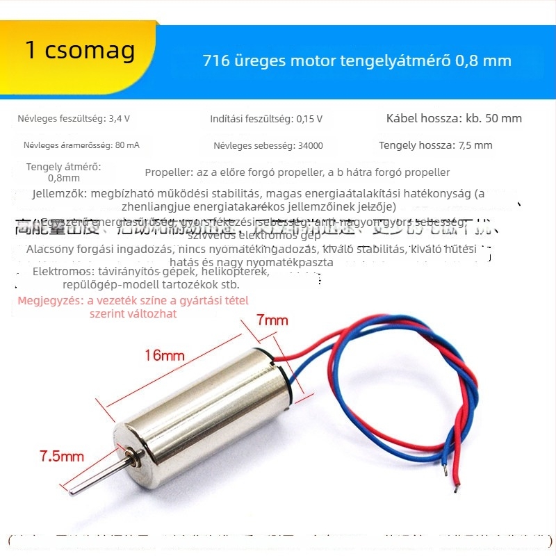 716 üreges poharas brushless motor 720 quadrocopterekhez és 8520 drónokhoz – mikro, nagy sebességű motor