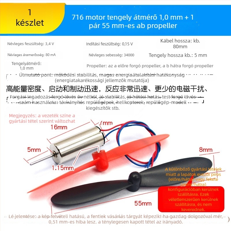 716 üreges poharas brushless motor 720 quadrocopterekhez és 8520 drónokhoz – mikro, nagy sebességű motor
