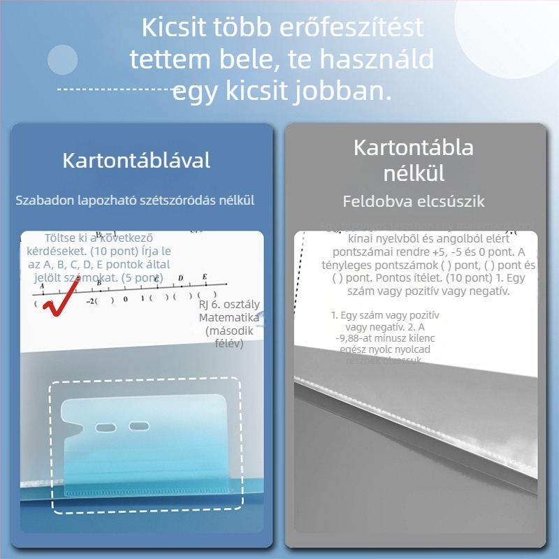 Jerry A3 vizsgadolgozatokhoz készült mappa, nagy kapacitású, átlátszó betétoldalakkal, archiváló tasak több oldallal