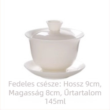 Gongfu stílusú fehér jade-szerű porcelán teáskészlet – teljes készlet teáskannával, gaiwannal és teáscsészékkel, utazó ajándékdoboza logóval