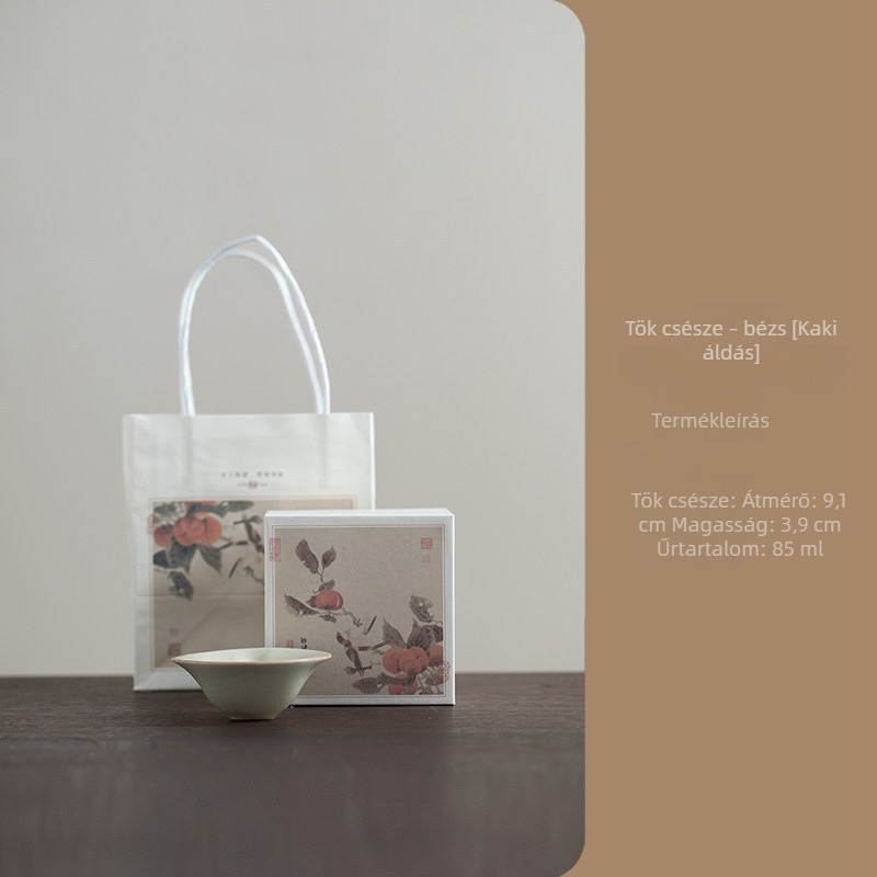 Ru Kiln porcelán teáscsésze, kínai stílusú, gourd-formájú, ajándék időseknek és tanároknak